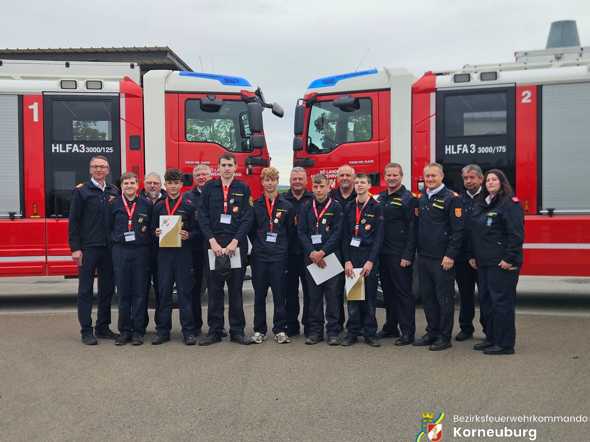 Feuerwehrjugendleistungsabzeichen in Gold – Neun Teilnehmer aus dem Bezirk Korneuburg